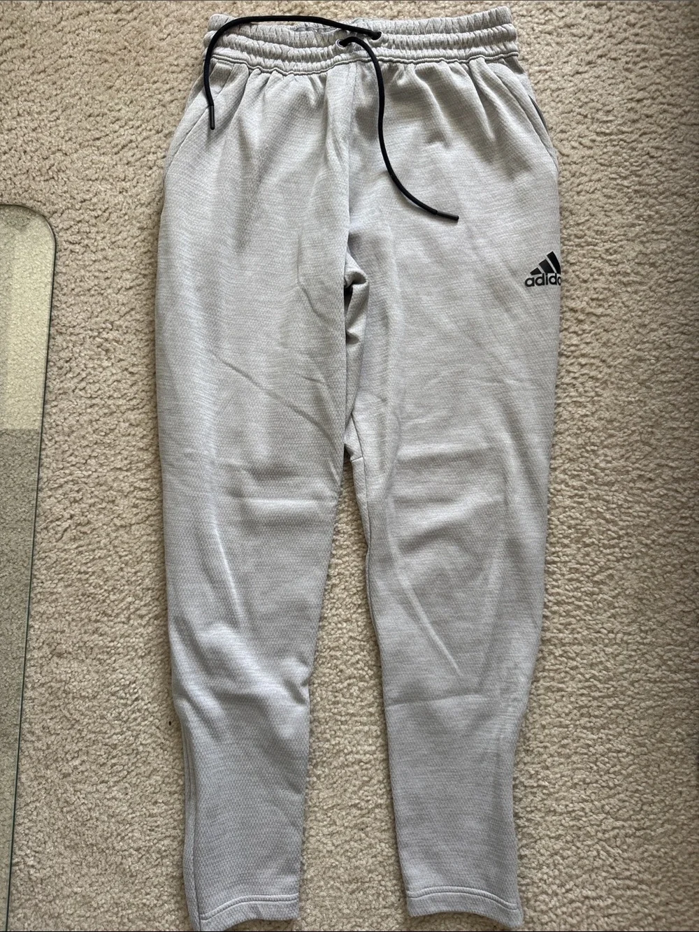 adidas Light Gray Jogger Sweatpants with Black Drawstring